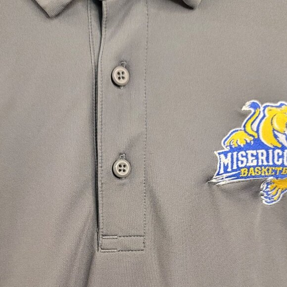 Under Armour 2XL Loose Fit Polo Shirt Men Grey Misericordia Basketball HeatGear - Picture 2 of 5